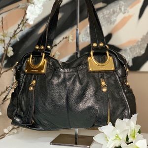 B. Makowsky Soft Pebbled Leather Shoulder Bag - Black